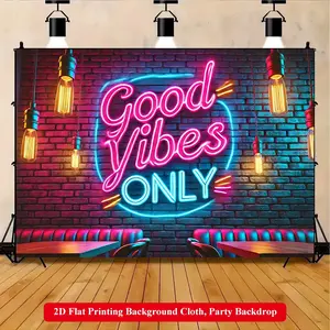 2D Flat Printing Backdrop Banner 1pc, Good Vibes Only Background Cloth, Wall Hanging Backdrop, Multi-Size Polyester Wall Decor Suitable for LivingRoom, Bedroom, Office, Outdoor Parties and Holiday Gifts, No Electricity Required