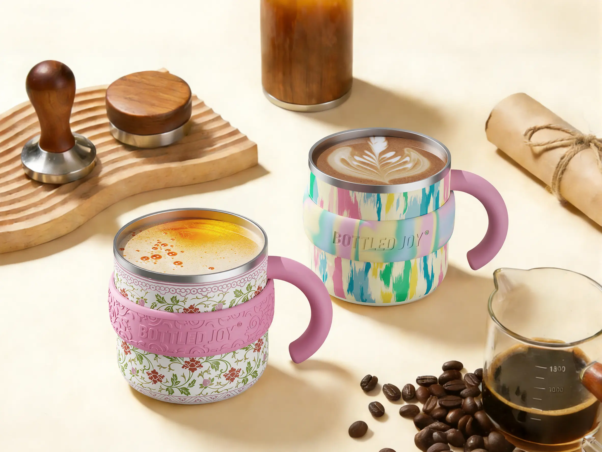 Bottled Joy - SavorJoy Thermal Mug - 450ml, Double-Wall 316 Stainless Steel, Dustproof Lid, Cute Design, Keep Hot Cold 6-8 Hours, Dishwasher Safe, Long-Lasting Insulation for Home Office