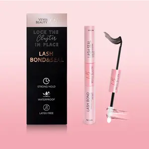 VEYESBEAUTY Lash Bond & Seal - Black 10ml Waterproof 2 in 1 Cluster Lash Glue for Eyelash Extensions Long Lasting Strong Hold Individual Makeup Cosmetic