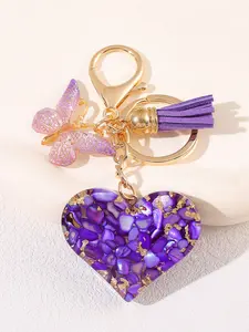 1PC/Love Key rings chain Accessories  Heart-shaped Seashell Epoxy Resin Key chain Fashionable Women's Bag Charm Ins-Style Girly Ball Butterfly Accessory Pendant Birthday Holiday Party Gift Keychain for Bags