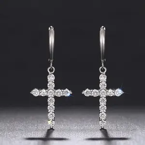 Springtok Y2K zircon cross women's men's couple earrings pendant daily piercing jewelry holiday birthday gift