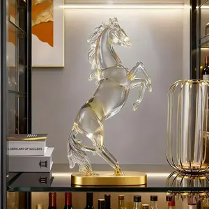 1PC Golden Horse Figurine Home Decor Statue Elegant Resin Sculpture with Sturdy Base for Living Room & Office, Indoor Home Decoration Luxury Desktop Art Decor Gift for Father's Day & Graduation