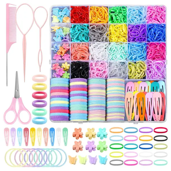 Halloween Fall Gift Hair Accessories for Girl, 1543 Pcs Elastic Hair Rubber Bands Set 20 Colors Elastic Hair Ties with Organizer Box Cotton Baby Hair Ties, Hair Tail Tools, Rat Tail Comb, Butterfly Hair Clips