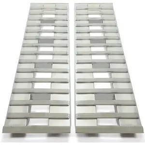 HECASA 79.62" X 14.87" X 2.5" Ramps Aluminum 6000 LBS Silver Truck Trailer Hook end Knife Foot 1 Pair 2 Ramps