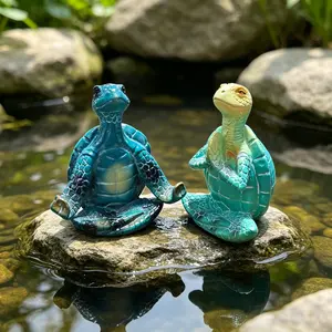 2-Pack Zen Turtle Statues, Resin Decorative Ornaments, Creative Gift Choice, Weather-Resistant Outdoor Garden Sculptures, Ideal for Patios, Mother's Day Gift