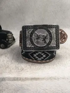 Pelea De Gallos BUCKLE  - Silver &amp; Black