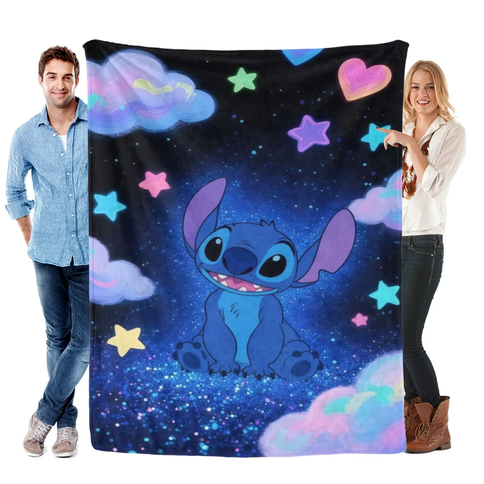 Disney Stitch Galaxy Star Blanket, Soft Flannel Warm Disney Blanket Stitch Gifts For Girls Stitch Gifts For Teen Girl Bedroom Decor