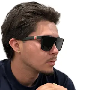 Black frame full lens red/green gold trim sunglasses