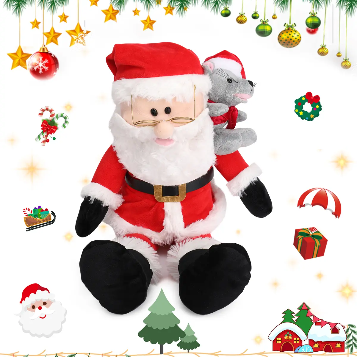MIAODAM Christmas Santa Claus Dancing Toy,Christmas Gift,Dancing and Singing Toys,Christmas Decorations,Gingerbread, Elk
