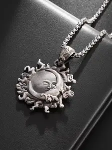 Vintage Moon Goddess Kiss Pendant Necklace, Romantic Natural Story Accessory Gift, Unisex Fashion Jewelry for Men and Women