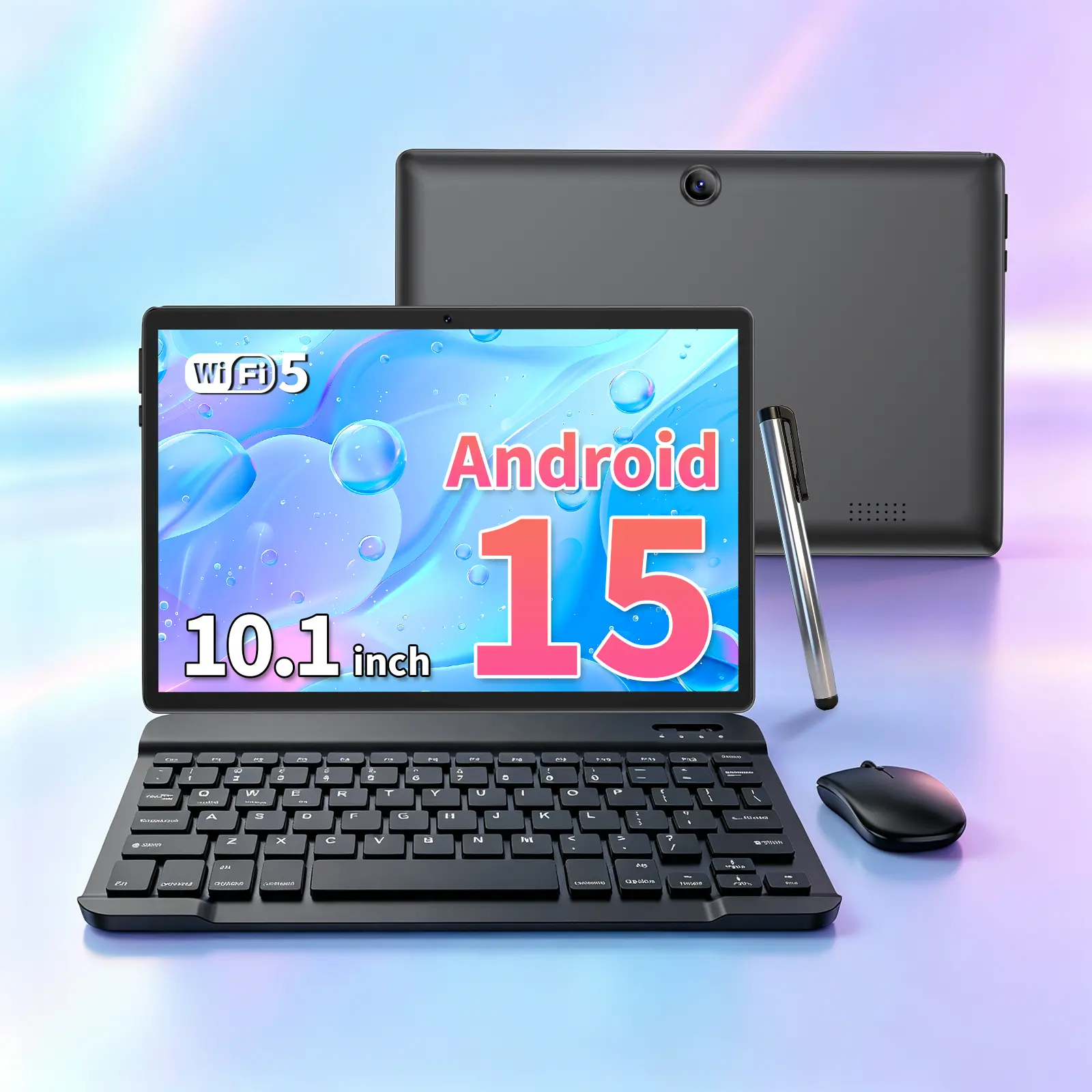【SummerTurnUp】Relndoo 10.1 Inch Android 15 Android Tablets - Wireless Keyboard, Mouse, Stylus, Case Included, 5G WiFi, Bluetooth, Foldable New Tablet