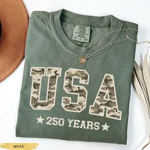 Comfort Colors Camo Usa 250 Shirt, Independence Day Shirt, Celebrate 250th Anniversary Shirt Usa Flag Tee 4th of July Shirt Patriotic Gift