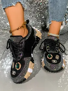 Women's New Summer Breathable Mesh Glitter Design Sneakers, Trendy Casual Athletic Shoes, Comfortable Lightweight Footwear for Daily Wear, Casual Sports Sneakers