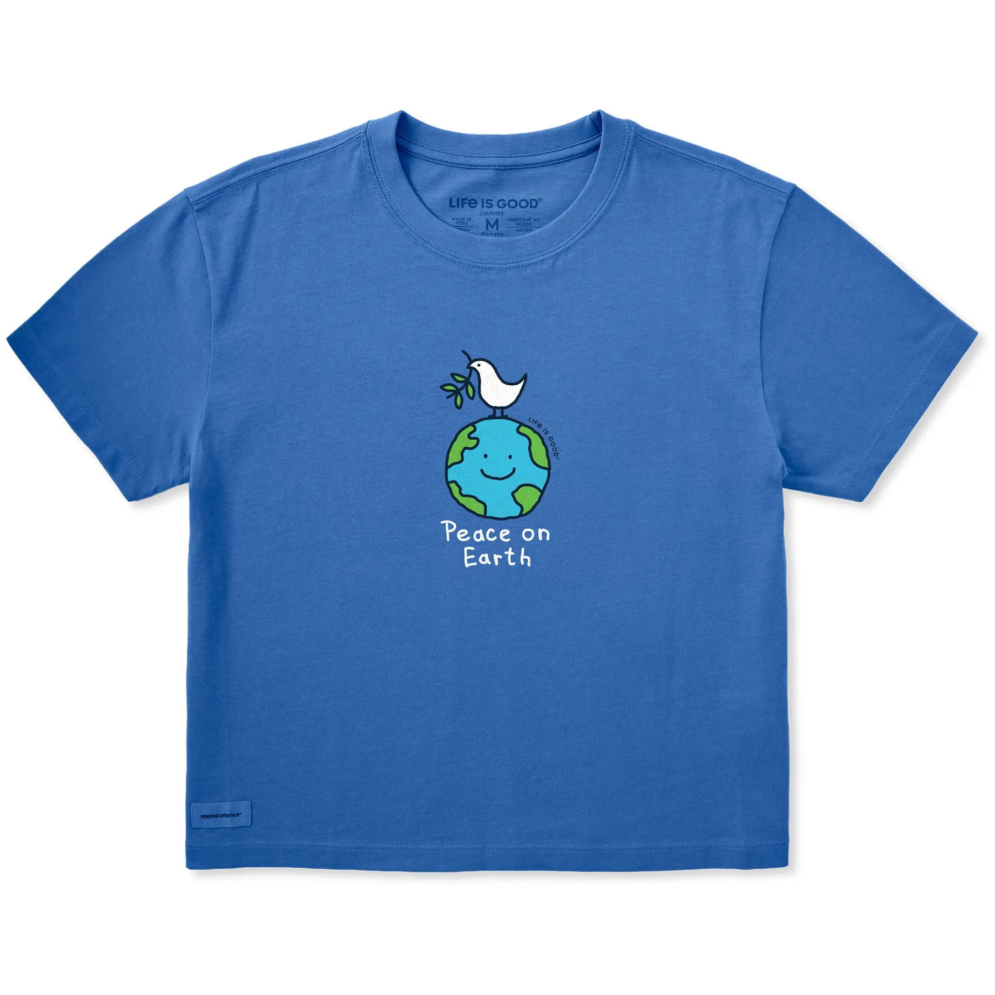 Women's Peace on Earth Globe Short Sleeve Crusher Boxy Tee