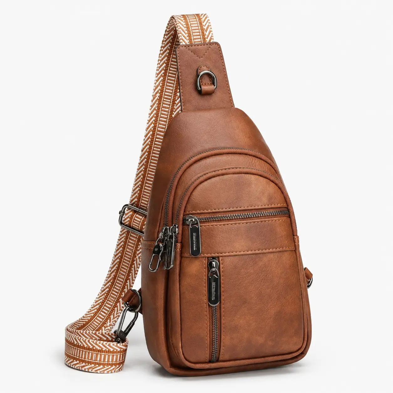 Unisex Vintage PU Leather Sling Bag - Adjustable Strap, Compact, Multi-Pocket, Anti-Theft, Everyday Beltpack, Fashion Waist Pack, Multifunctional Chest Bag, PU Fanny Pack for Urban Streetwear, Waist Bags, Fashion Waist Packs
