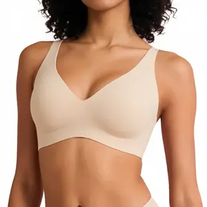 Jelly Wireless Womens Comfortable Wireless Bras Push Up Bralettes Seamless Tshirts Bras Deep V Everyday Bras