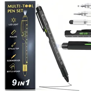 9 in 1 Multitool Pen Set with LED Light, Bottle Opener, Screwdriver & Touch Screen Ballpoint Pen - Versatile Outdoor Tool for Office, DIY, Dad, Husband, Boyfriend, Birthday & New Year Gifts