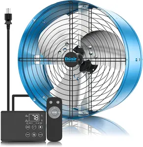 Ehiair 15" Attic Fan with Thermostat & Remote Control, 1800 CFM Gable Vent Exhaust Fan, Auto On/Off Based on Temperature, 2500 Sq Ft Coverage, 70W, 3 Speeds, 18-Hour Timer, Plug-and-Play