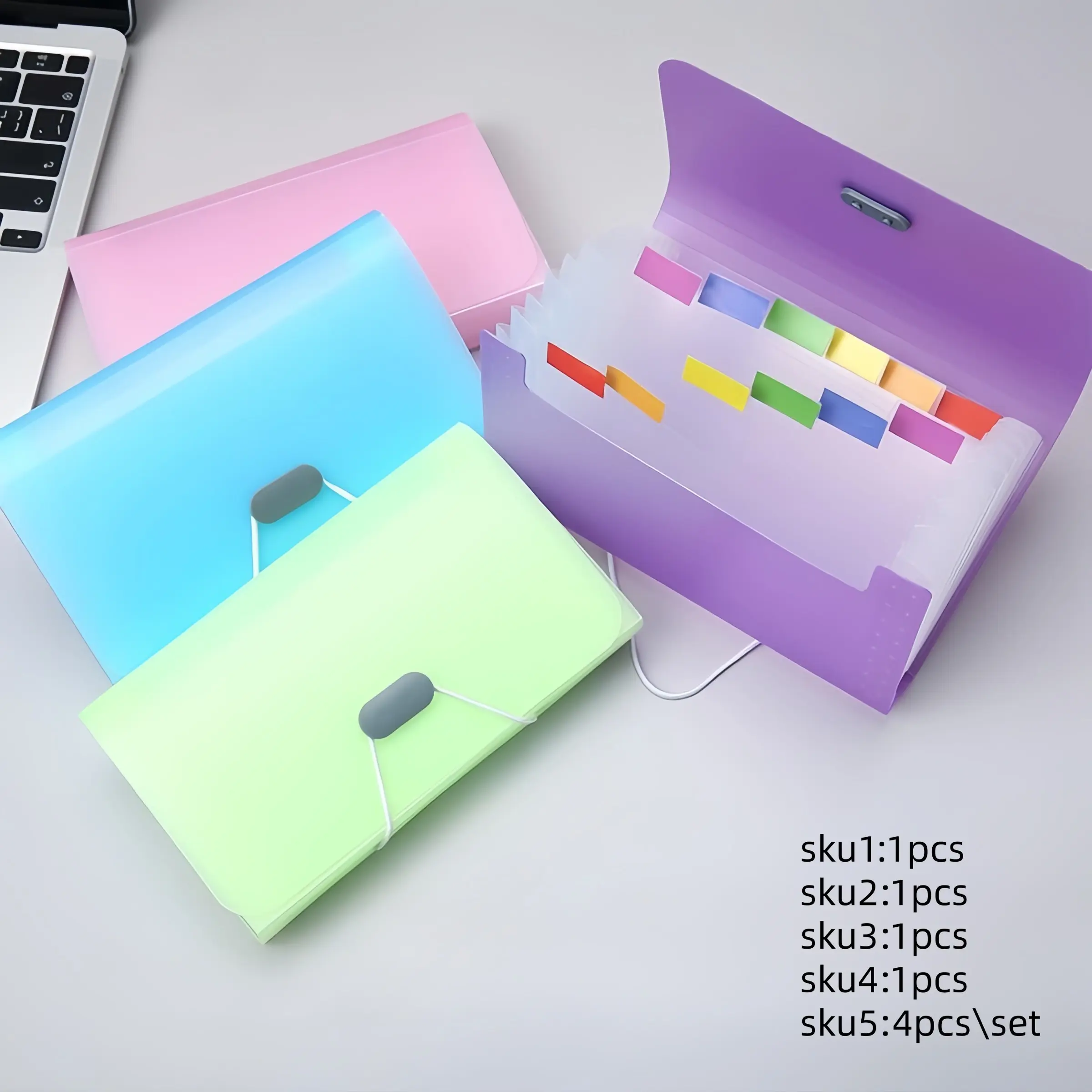 1pcs/4pcs 13-Grid Candy Color Plastic File Folder, Plastic Folders, A6 Mini Accordion Bag, Office Supplies Receipt Storage Holder, Document Organizer Student Return-to-School Information Book