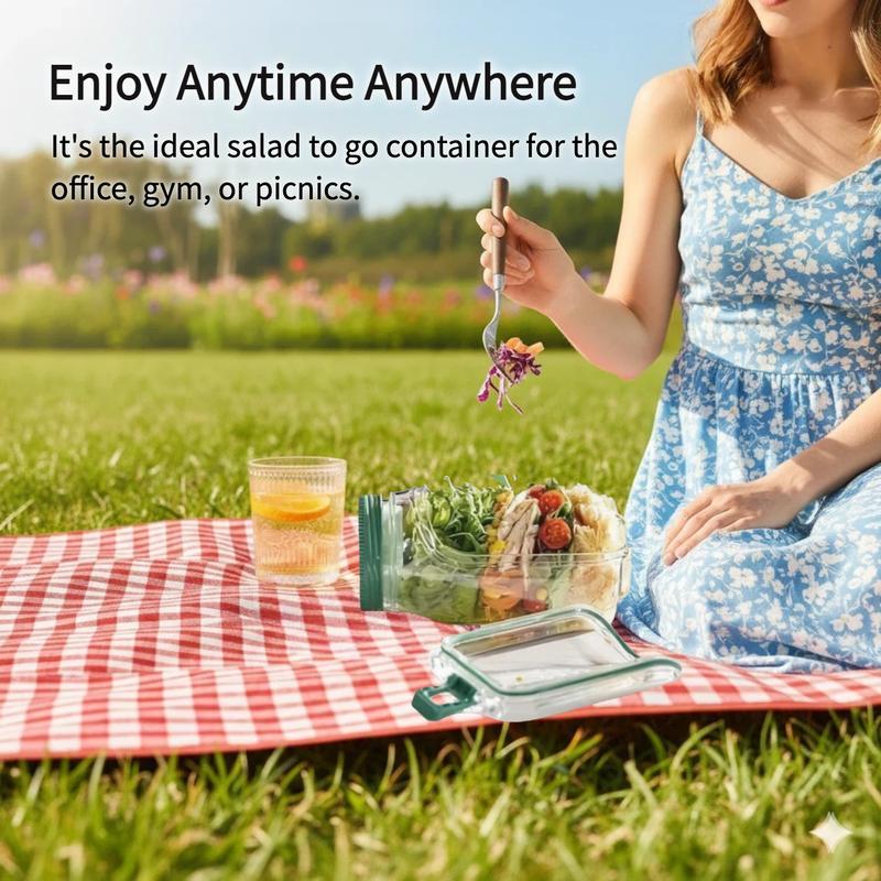 【2-pack】Salad Jar-(Mason Jar Style), Salad Jar with Side Opening for Lunch,FitnessPortable,Suitable for Home, Outdoor, Travel and Party, Work,FitnessPortable,Keeps Food Fresh ransparent Bowl