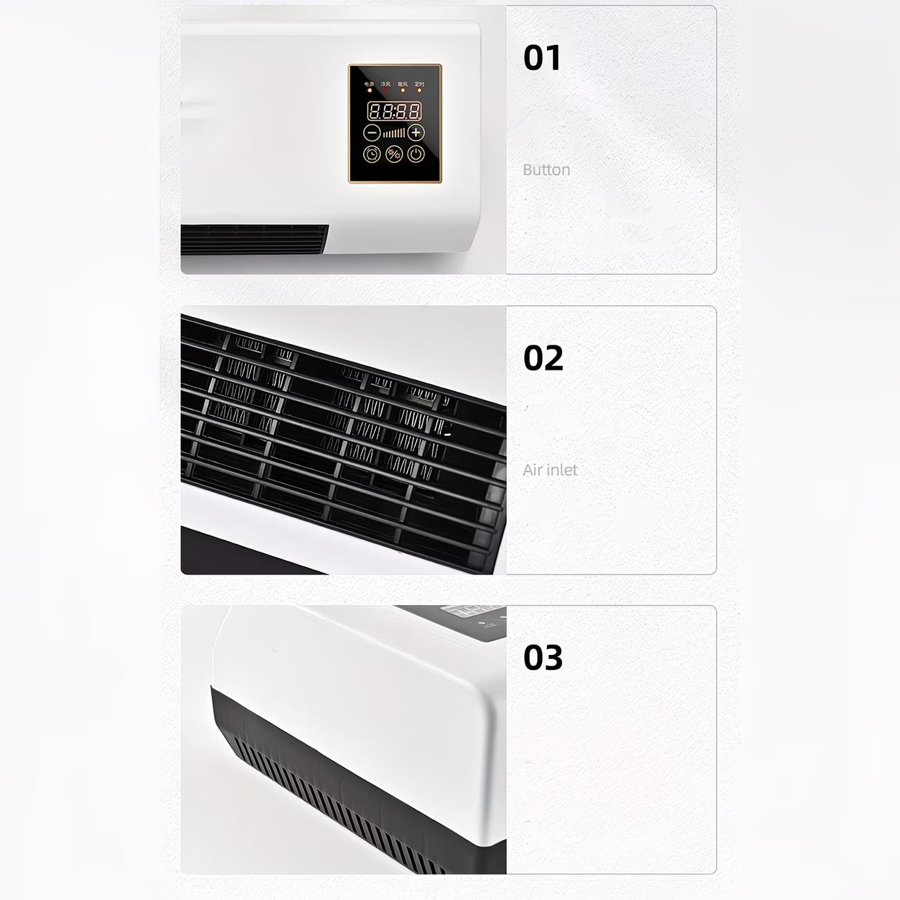 All Year Round Comfort! 1400W Wall Mounted Fan Natural Breeze Fast Warm Heating For Home