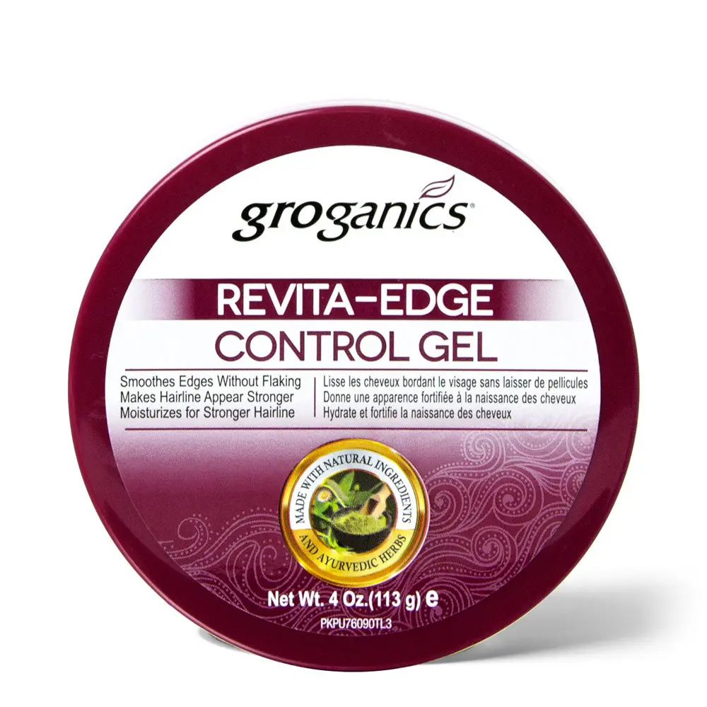 GROGANICS Revita Edge Control Gel - Smooth, Fragranced, Rich Phytonuts & Argan Kernel Oil Infused, 4 oz Haircare Styling Gel with Moisturizers