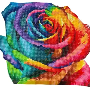 Wall Art Diamond Painting - Colorful Rose Design for Decorative Artwork