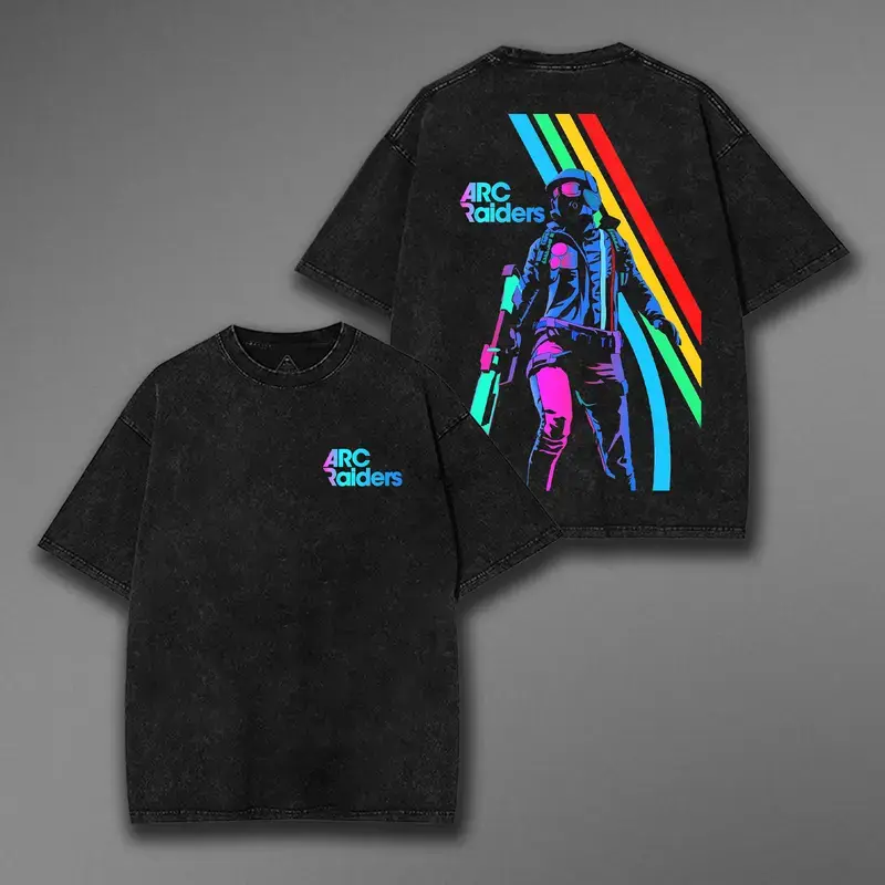 ARC Raiders Washed Oversize Unisex Tee, unisex heavyweight cotton t-shirt washed vintage t-shirt Casual Menswear