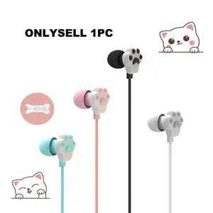 Cute Cat Paw Design 3.5mm Plug Wired Headphones, Easy Control Music Call, High-Definition Noise Reduction Clear Sound, Universal Compatible for Phone Computer Headset