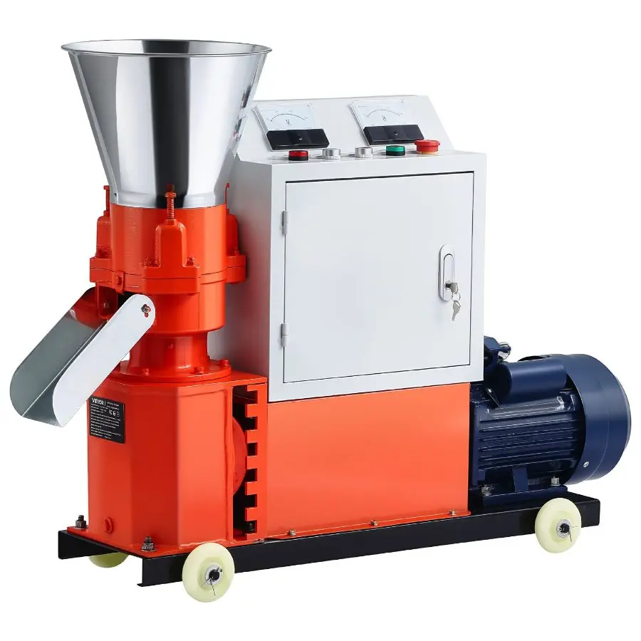【toolupgrade】VEVOR Feed Pellet Mill Machine, 4 mm Animal Feed Pellet Making Machine, 3KW 240V Animal Food Granulator Mill Machines with 3 Pressure Rollers 4 Wheels, Ideal for Poultry, Livestock, Farm Animals