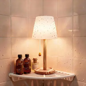 Cordless Shower Lamp, Rechargeable Bathroom Lamp with 16 Color Changing Options, Dimmable Table Lamp with Remote Control, LED Night Light for Shower Area, Bedroom, Restaurant, Camping