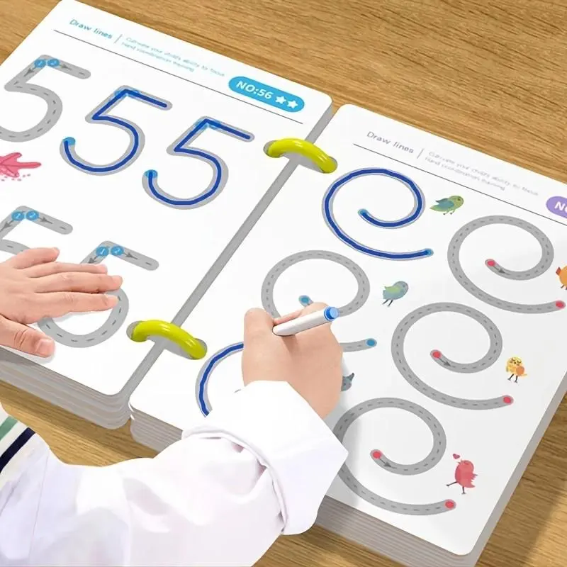 96 Pages Reusable Magic Trackers Workbook for Kids, Tracing Preschool Books, Educational Visual Learning Tools, School Supplies, Drawing & Pen Control Training with Erasable Pens & Eraser, Ideal for Classroom Learning