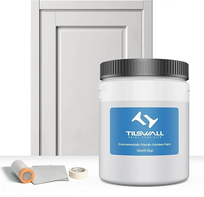 Tilswall All-in-One Chalk Paint for Furniture, Wood Cabinet - No Sanding or Priming, Water-Based & Low Odor, Ready to Spray No Dilution - Covers 64-96 sf with Paint Sprayer, White Pint 16 oz