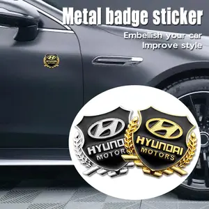 2pcs 3D Metal Wheat Ears Car Body Decoration Stickers, Badges & Emblems for Hyundai Models, Enhance Your Ride Style
