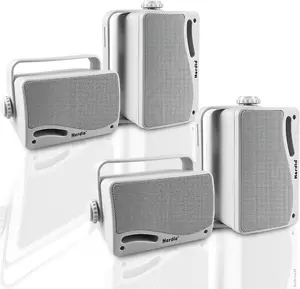 Herdio 3.5-Inch Wireless Bluetooth 5.3 Waterproof Outdoor Speakers, 400W Superior Surround Sound, Wall-Mount Mobile 4-Pack White Speakers for Home Patio, Marine Boat (Compatible with Smartphones)