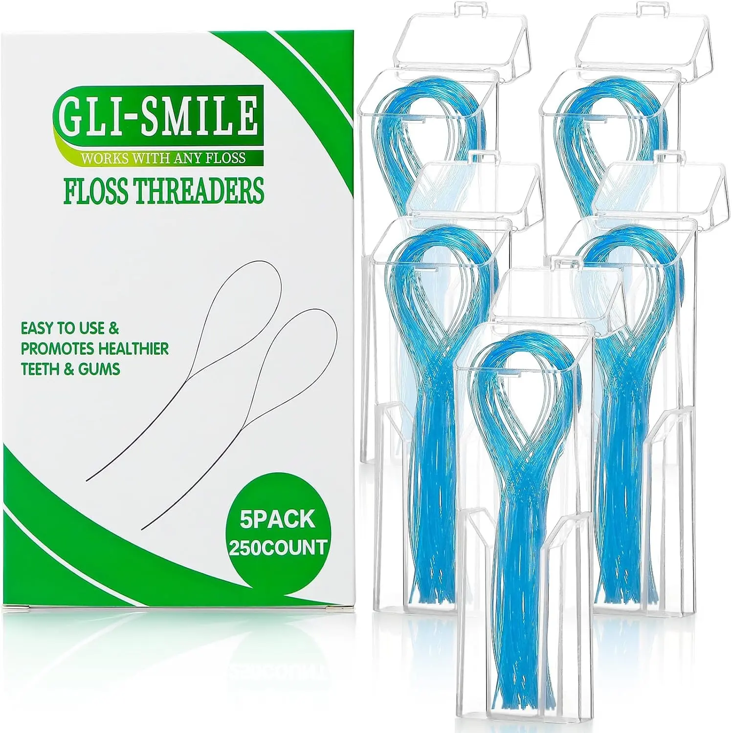 Floss Threaders for Braces, Bridges, and Implants, Ultraclean Oral Health Access Tool, 250 Count