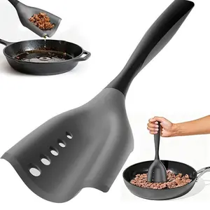 BPA-Free Silicone Slotted Spatula, Non-Stick Kitchen Drain Shovel with Holes, Ideal for Cooking and Frying, Durable and Safe