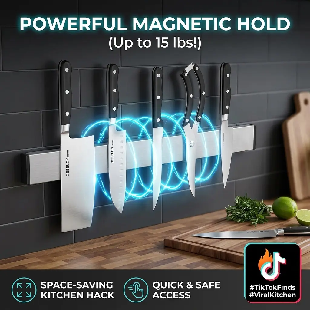 Multi functional strip magnetic knife holder, modern kitchen magnetic knife holder, anti cutting magnetic storage rack, used for storing and organizing household kitchen tool storage, family harmony gifts