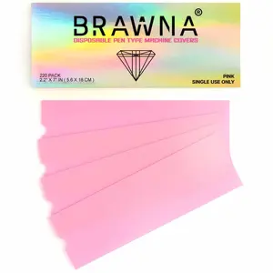 BRAWNA 220 Pack Disposable PMU, Tattoo & Microneedling Pen Type Machine Covers - Pink