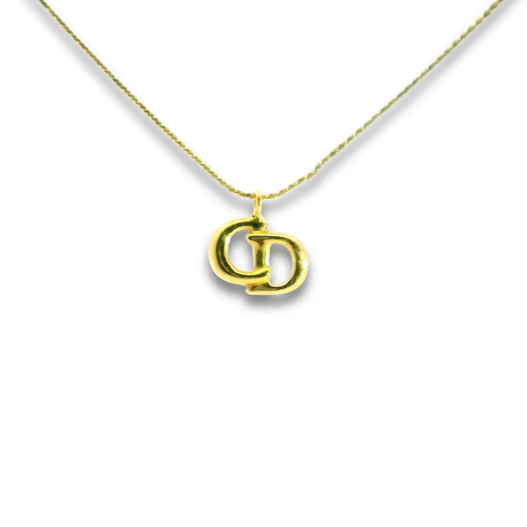 Pre-owned Dior Gold CD Necklace