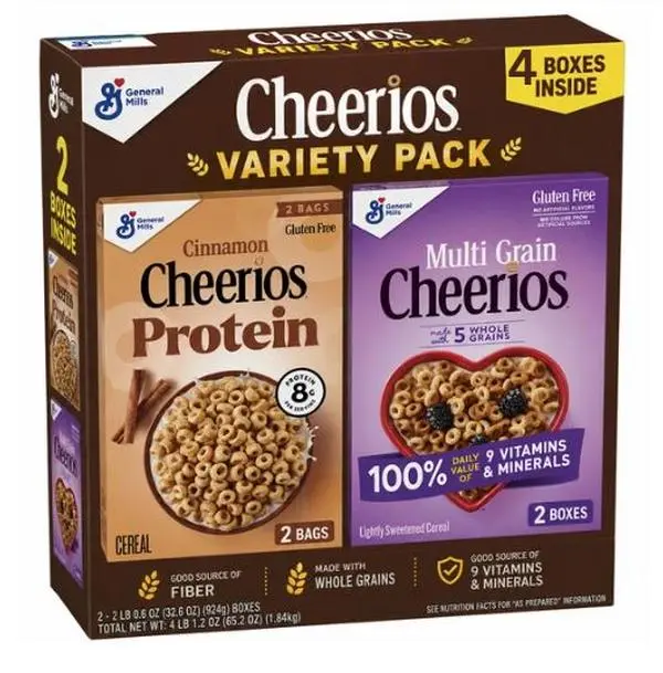 Cheerios Variety Pack – Multi-Grain Cheerios & Cheerios Protein Cinnamon Cereal, Family Size Breakfast Bundle, 70.1 oz. Total