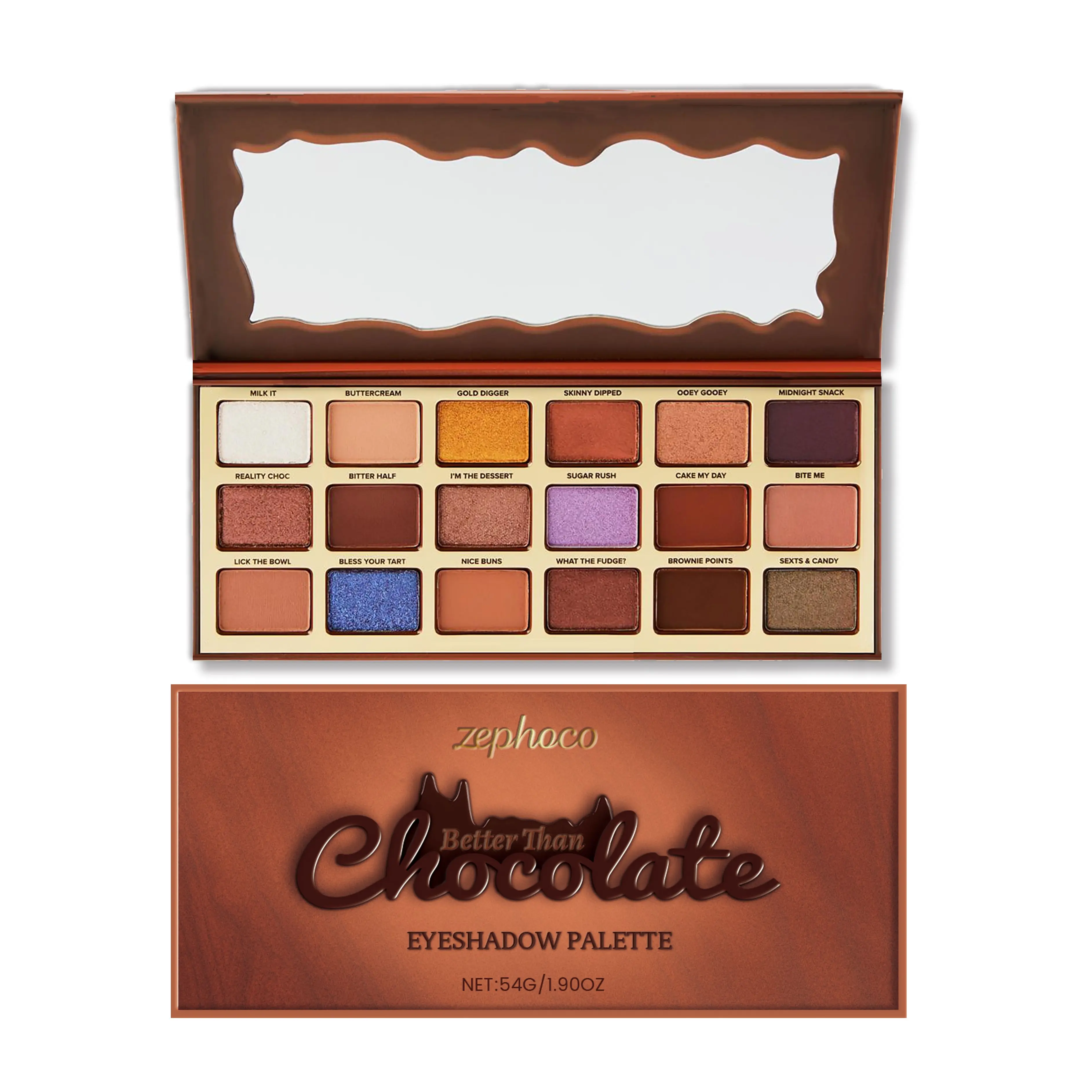 Chocolate-Inspired Makeup Eyeshadow Palette, Earthy Cold-Tone Shades with Highlighter, Light Colors for Daily Commuting Use
