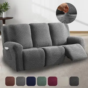 Strech Soft Recliner Cover, Non-slip Recliner Chair Cover, Furniture Protector, Washable Slipcover with Pockets for Living Room Office Home Decor