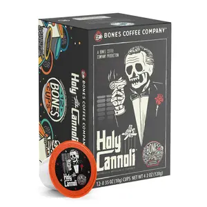 Bones Coffee Company | Holy Cannoli Sweet Cream Flavored Coffee Pods 12 Count Medium Roast Keurig Compatible