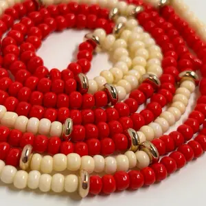 Muladhara - uGlow Skincare & Waistbeads - Glass Seed Beads Cotton Poly Thread Handmade Tie On for Everyday Wear Affirmation Practices Waist Training Feminine Energy Alignment