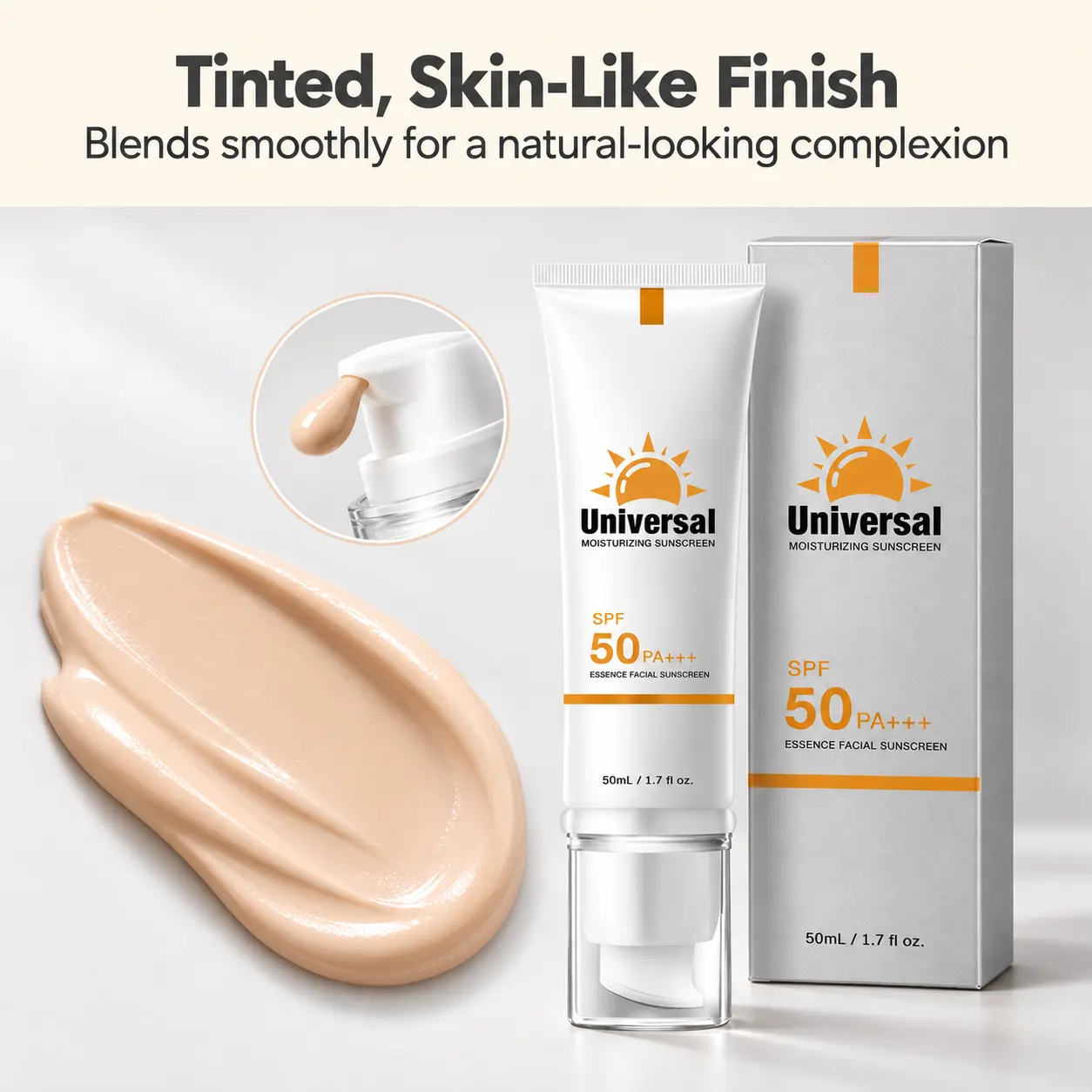 Moisturizing 2-in-1 Sunscreen with Color Coverage, Gentle Lightweight Facial Formula, Water-Resistant for Outdoor Use