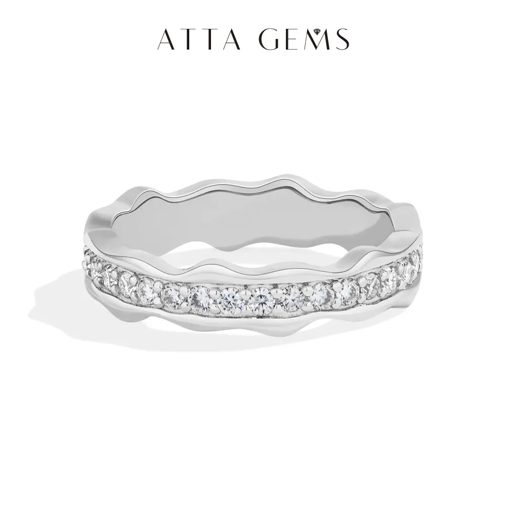 ATTAGEMS Classic 1.7mm Round Cut Lab-Created Moissanite Eternity Band Ring (R360 Model), 18 Karat Gold Plated Unisex Hypoallergenic Fine Jewelry, Bridal & Elegant Everyday Gift Ring, Bridal Eternity Ring, Elegant Everyday Ring