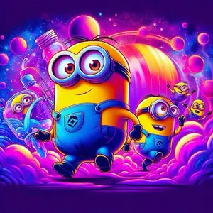 5D DIY Full Drill Round Diamond Painting - Diamond Painting Kit Minions, Space Mosaic Canvas DIY Wall Art, Home Wall Decoration