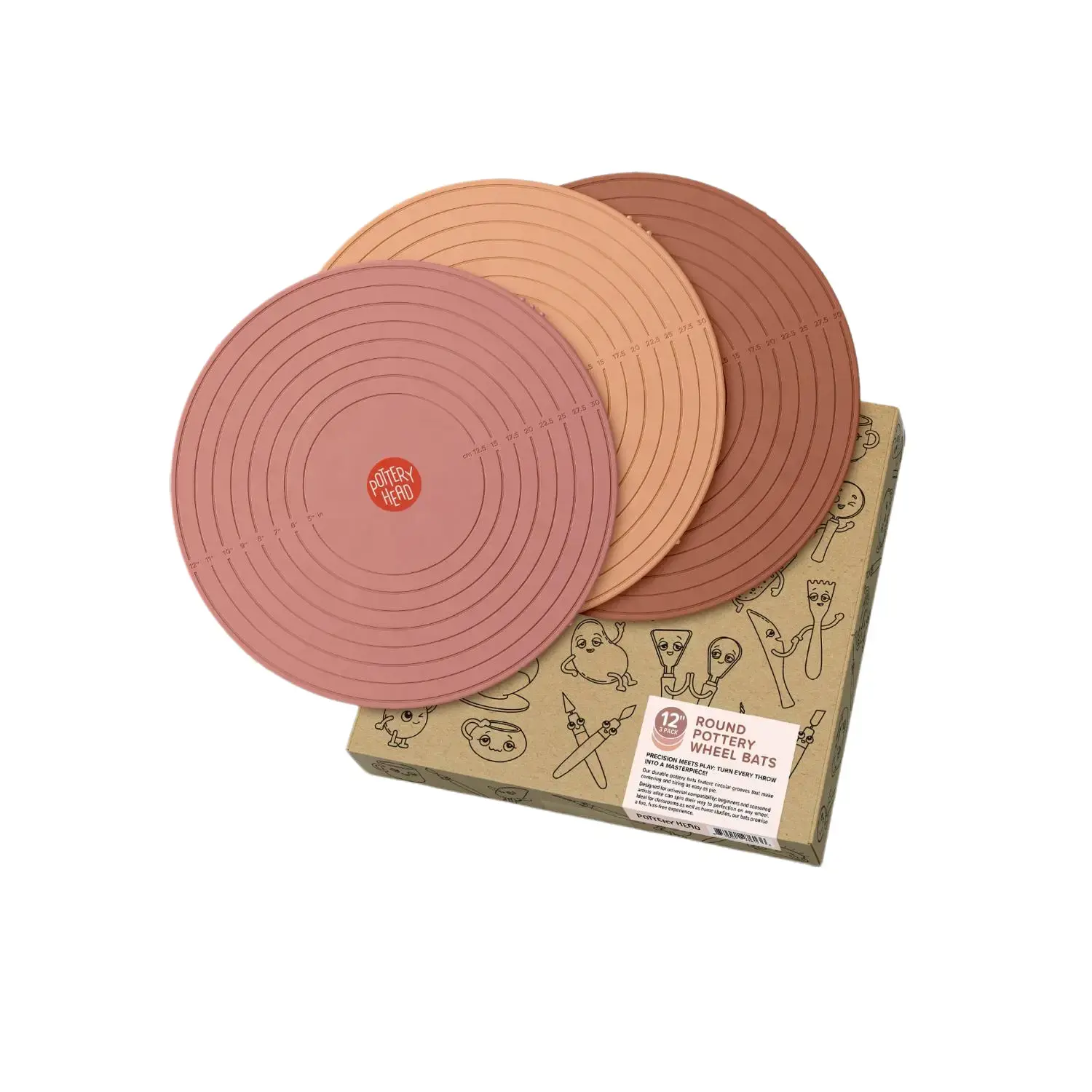 12" Round Pottery Wheel Bats Set of 3 – Clay & Ceramic Wheel Accessories with Guiding Lines – Pottery Tools for DIY Ceramics, Clay Sculpting & Wheel Throwing