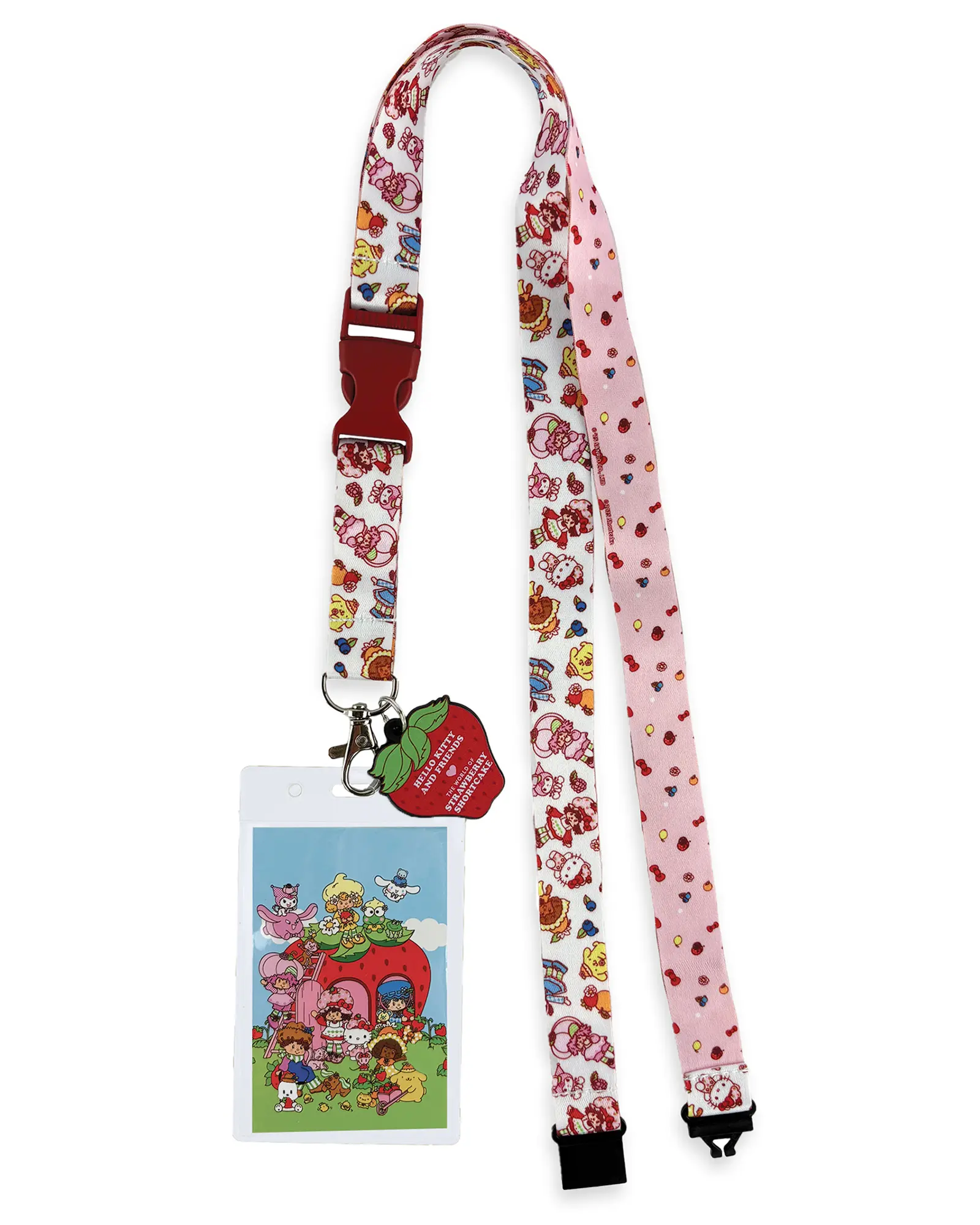 Strawberry Shortcake X Sanrio Hello Kitty & Friends Brakeaway Lanyard ID Holder With 2" Rubber Charm